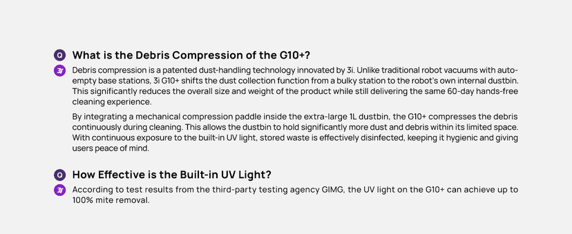 3i G10+ Robot Vacuum and Mop Combo, 18,000 Pa Suction, 60-Day Hands-Free Cleaning with Quiet Debris Compression, Smart LiDAR Navigation, Auto Extension Along Edges, Ideal for Hard Floors & Carpets