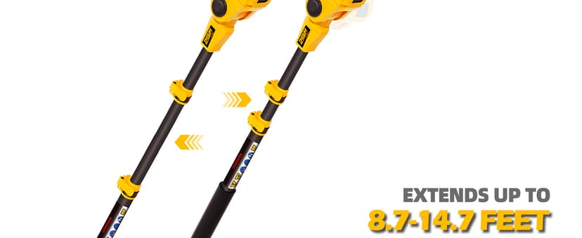 IMOUMLIVE 2-IN-1 Cordless 8 Inch Pole Saw & Chainsaw, 21V 3Ah Battery, 14.7ft Max Reach, 8.3lb Lightweight, Powered Pole Saws for Tree Trimming, Tree Trimmer for Branch Cutting