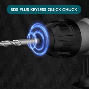 1-1/4 Inch SDS-Plus 13 Amp Heavy Duty Rotary Hammer Drill with Safety Clutch 4 Functions and Variable Speed, Including Chisels and Drill Bits