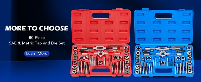 Orion Motor Tech 80pc Tap and Die Set in SAE and Metric Sizes, Metric and Standard Tap Set and Die Tool Set for Internal and External Threading