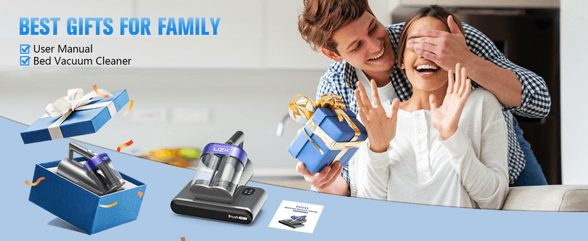 Bed Vacuum Cleaner Mattress Vacuum Cleaner,16Kpa Powerful Handheld Vacuums with UV-C Light & Double Dust Cup & High Heating & Ultrasonic & Anion for Bed Sofa (MV11,Black)