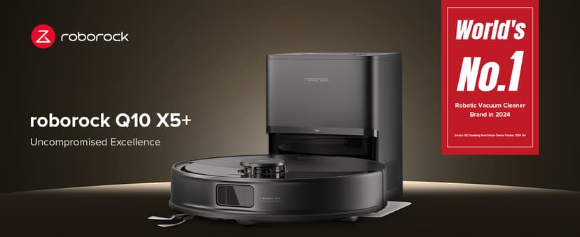 roborock Q10 X5+ Robot Vacuum and Mop, Self-Emptying, Hands-Free Cleaning for up to 7 Weeks, 10,000Pa Suction, Obstacle Avoidance, LiDAR Navigation, No-Go Zones, Black