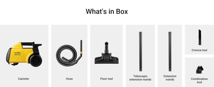 Eureka 3670M Canister Cleaner, Lightweight Powerful Vacuum for Carpets and Hard floors, w/ 5bags,Yellow