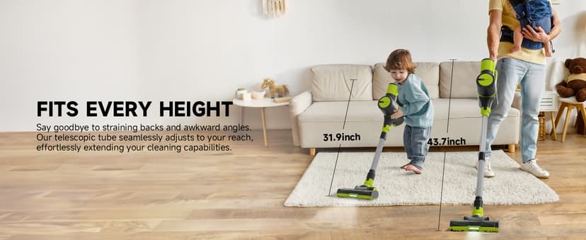 UNINELL HOME Cordless Vacuum Cleaner, 45Kpa 55 Mins Vacuum Cleaners for Home, Vacuum Cleaner Self-Standing, Anti-Tangle Stick Vacuum, Lightweight, Wall Mount Charging Vacuum for Pet Hair,Carpet,Floor