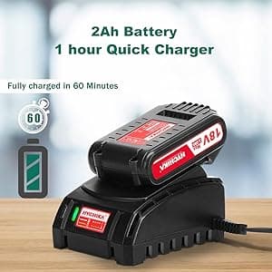 Cordless Hammer Drill Driver 18V, HYCHIKA 400 In-lbs Torque Power Drill with Auxiliary Handle, 1/2” Metal Chuck, 2.0Ah Battery, 1H Fast Charger, 21+3 Clutch, LED Light for Drilling Wood Metal Wall