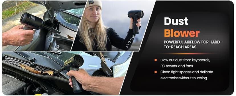 Hedgehog TurboVAC 3 in 1 Portable Car Vacuum Cleaner, Blower & Air Pump - Hand Held Vacuum Cleaner for Car with USB C Rechargeable, 14000PA Powerful Suction, Lightweight Dust Buster for Home & Outdoor