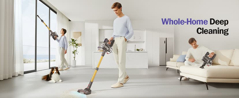 Cordless Vacuum Cleaner, 40Kpa Vacuum Cleaners for Home with LED Screen, 40Mins Stick Vacuum Cordless Rechargeable Dock, Handheld Vacuum Cleaner for Pet Hair, Carpet, Hardwood Floor, A40