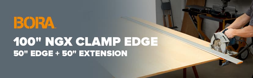 BORA 100" NGX Clamp Edge, Straight Cut Guide for Circular Saws, Aluminum, Includes 50-Inch Clamp Edge & 50-Inch Extension for 100-Inch Cutting Length, 544100