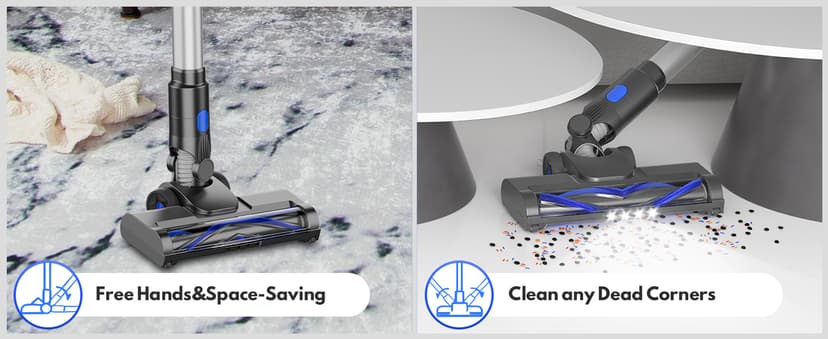 Cordless Vacuum Cleaner, Super Power Suction Stick Vacuum Cleaners with 2200 mAh Battery,8-in-1 Lightweight Self-Standing, 35 Mins Runtime for Home Hard Floor Low-Pile Carpet Pet Hair