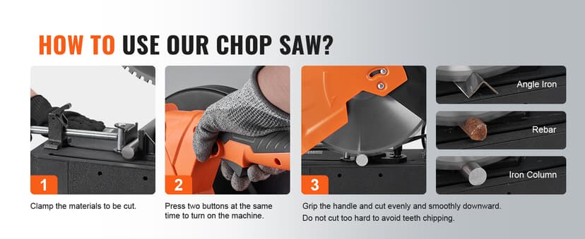 VEVOR Chop Saw, 14''/355mm Blade Diameter Cut Off Saw, 2800W 1200RPM Steel Cutting Machine, 0-45° Adjustable Dry Cut Chop Saw, Miter Saw for Cold Cut Saw for Steel/Iron/Aluminum, Black