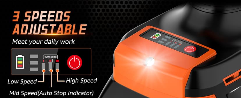 1300N.m(960Ft-lbs) Cordless Impact Wrench 1/2" Brushless High Torque Impact Wrench with 2x 4.0Ah Batteries, 6 Sockets, Charger, Extension Bar for Car, RV, Truck Wheel Lug Nuts