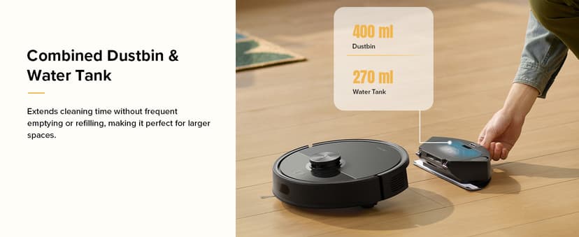 roborock Q7 M5 Robot Vacuum and Mop Combo, 10,000Pa HyperForce Suction, Robotic Vacuum Cleaner, Dual Anti-Tangle System, APP-Controlled Mopping, LiDAR Navigation, for Pet Hair and Carpet, Black