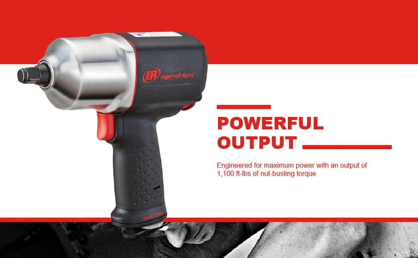 Ingersoll Rand 2135QXPA 1/2" Air Impact Wrench, Quiet, 1,100 ft-lbs Nut-Busting Torque