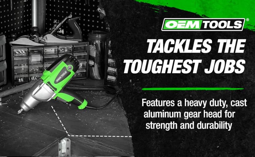 OEMTOOLS 24666 1/2” Drive Heavy Duty Impact Wrench, Corded 120v Impact Driver for Lug Nuts, Home Repairs, Automotive Maintenance, 8.5 Amp Electric Wrench, 400 Ft/Lb Maximum Torque