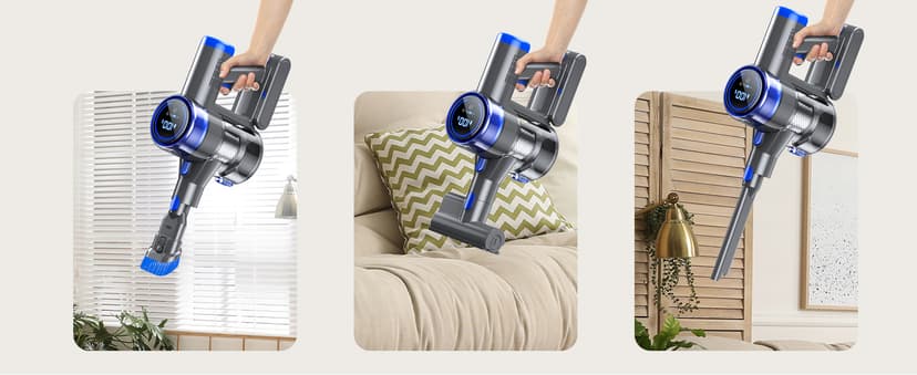 Cordless Vacuum Cleaner, 33KPA/400W Rechargeable Stick Vacuum Cleaner with 45 Mins Runtime, 6-in-1 Lightweight Portable Handheld Stick Vacuum for Home Hard Floor Carpet Car Pet Hair