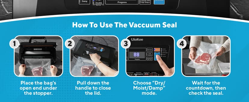 95Kpa Vacuum Sealer Machine for Food, 10-in-1 Presets with Sous Vide Mode, Double Heat Seal, Built-in Cutter & Bag Storage, Dry/Moist/Liquid, Compact Design, Easy-Lock Handle, Commercial Grade