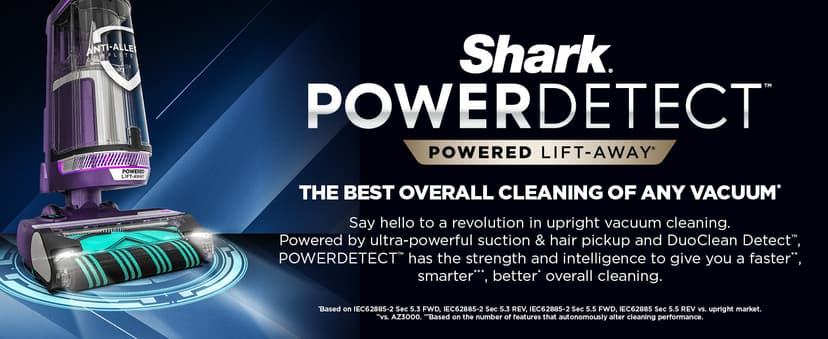 Shark POWERDETECT Upright Vacuum Cleaner with HEPA Filter, Heavy Duty Vacuum with Powerful Suction for Pet Hair Pickup, DuoClean Technology, Powered Lift-Away, Ideal for Carpets & Hardfloors, AZ4002