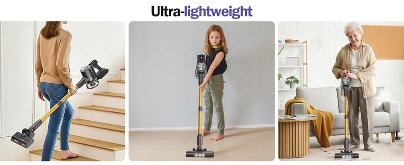 Cordless Vacuum Cleaner, 40Kpa Vacuum Cleaners for Home with LED Screen, 40Mins Stick Vacuum Cordless Rechargeable Dock, Handheld Vacuum Cleaner for Pet Hair, Carpet, Hardwood Floor, A40