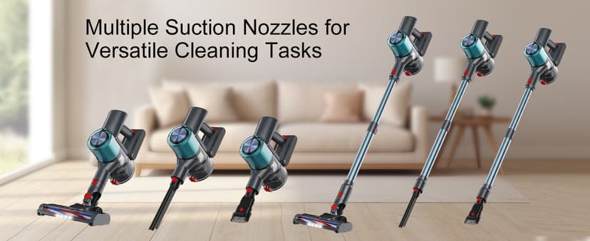 Cordless Vacuum Cleaner, 60 Mins Runtime Vacuum Cleaners for Home, Stick Vacuum Self-Standing, Wall Mount Charging, 3 Mode Handheld Vacuum for Pet Hair/Carpet/Floor