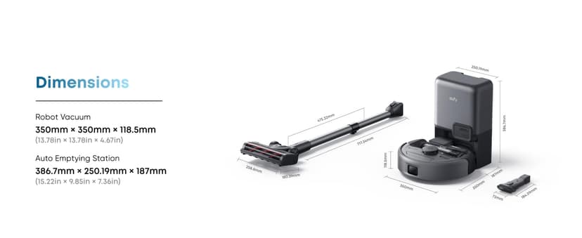 eufy Robot Vacuum 3-in-1 E20,with Versatile Stick and Handheld Vacuum Cleaner Combo,Self Emptying Up to 75 Days,Max 30,000Pa,Smart Obstacle Avoidance,Pro-Detangle,Perfect for Carpet,Crevices,Stairs