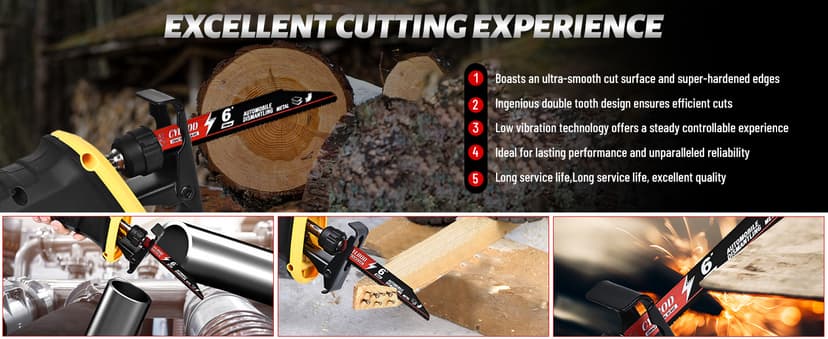 25 Pack 6 in 14/18 TPI Reciprocating Saw Blades for Sawzall Blades,M42 Steel Cobalt Bi-Metal Blades for Automobile Dismantling Metal Cutting,Replace for Milwaukee for Dewalt for Diablo Blade