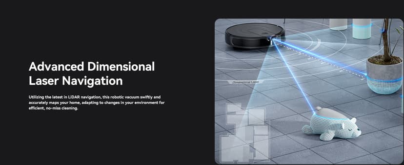 Robot Vacuum and Mop Combo, LiDAR Navigation with Ultra Slim Design, Smart Mapping Robotic Vacuum Cleaner, 9000Pa Suction, Customizable Cleaning for Pet Hair, Carpets, and Hard Floors