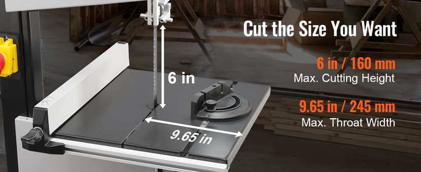 VEVOR Band Saw with Stand, 10-Inch, 560 & 1100 RPM Two-Speed Benchtop Bandsaw, 370W 1/2HP Motor with Metal Stand Optimized Work Light Workbench Fence and Miter Gauge, for Woodworking Aluminum Plastic
