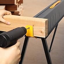 FORUP 2 Pack Heavy Duty Folding Portable Saw Horses Table, 1322 Lbs Load Capacity Metal Saw Horse with Fast Open Legs and Easy Grip Handle for Woodworking, Dark Grey & Yellow