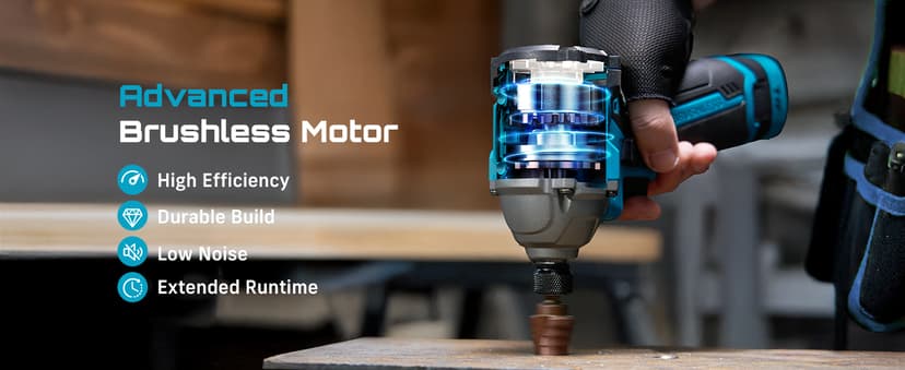 SEESII 16.8V Impact Driver Kit, 1/4" Hex Cordless Impact Driver Set & 2×2.0Ah Batteries, 150N.m Max Torque(1327 In-lbs) Brushless Power Impact Driver w/ 16Pcs Drill Bits, 0-3300RPM Variable Speed