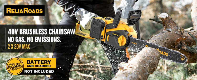 16-Inch Brushless Chainsaw, 40V (2 x 20V MAX) Cordless Battery Powered Chain Saw Compatible DeWALT Battery, Ideal for Wood/Tree Cutting, Pruning, Tool Only (Battery Not Included)