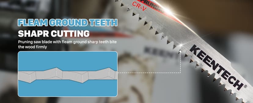 KEENTECH 6 Inch Cr-V Reciprocating Saw Blade 5-Pack for Cutting Wood, Engineered Wood, PVC Piping, Drywall, 6 TPI Fleam Ground Teeth, Compatible with Milwaukee Sawzall and Other Reciprocating Saws