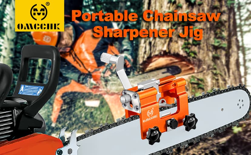 Chainsaw Sharpener Jig Kit, Portable Chainsaw Sharpening Tool with Burr Grinding Stone & Cleaning Brush, Manual Chain Saw Blade Sharpener Attachment for Chain/Electric Saw, Lumberjack, Garden Worker