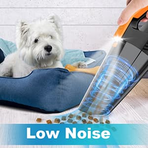 Handheld Vacuum Cordless Car Vacuum Portable with LED Light, High Power Suction, Lightweight Rechargeable Hand Vacuum, Hand Held Vacuum Cleaner for Car Home Office, Pet Hair, BlackOrange