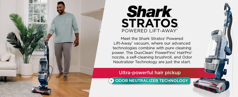 Shark Upright Vacuum, Stratos with DuoClean PowerFins, HairPro, Powered Lift-Away, Self-Cleaning Brushroll, & Odor Neutralizer Technology, Navy, AZ3002