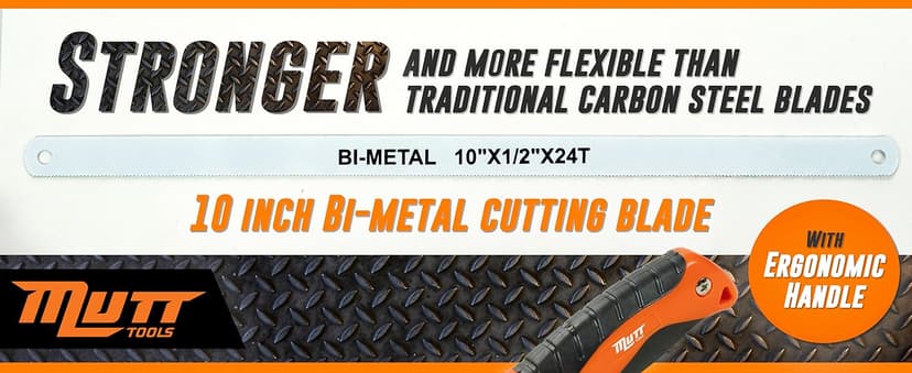 Mutt Tools Mini Hacksaw for Metal with 10-inch Bi-Metal Blade for Precision Cutting - Compatible with 10" and 12" Blades - Small Cutting Saw