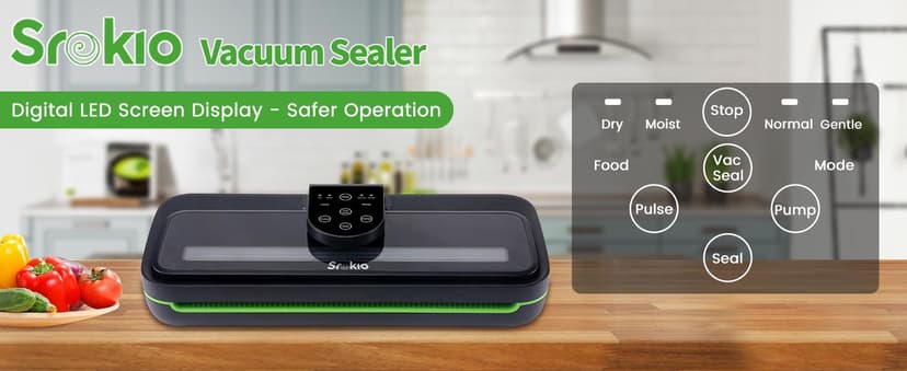 85kpa Food Vacuum Sealer Machine,Vacuum Sealer For Food with Cutter, Full Automatic Bag Sealer,Dry Moist Fresh Modes,10 Pre-cut Bags and Accessory Hose,Black