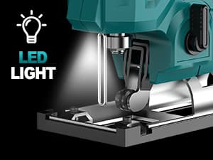 Jigsaw, Cordless Jig Saw Tool for Makita 18V Battery, Varible Speed, with LED Light, 0°-45° Bevel Cuts, 3-Position Orbital Jigsaw for Wood/PVC/Metal Cutting (Tool Only)