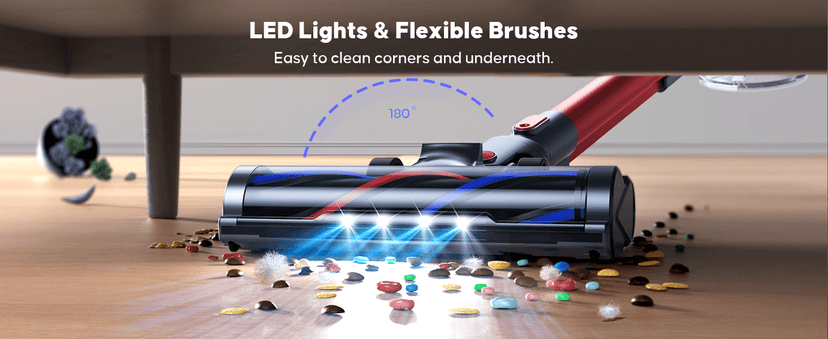 Cordless Vacuum Cleaner, 450W 40KPA Up to 55 Mins Cordless Stick Vacuum Cleaner with Charging Station, LED Touch Display, Anti-Tangle Handheld Vacuum Cleaners for Home/Pet Hair/Carpets/Floors