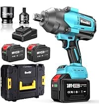 Seesii Cordless Impact Wrench 1/2 inch, High Torque 479 Ft-lbs(650Nm) Brushless Impact Gun,2500RPM w/2x4.0 Battery, 6 Sockets,8 Drill Bits, High Torque Power Impact Driver for Car Home,WH700