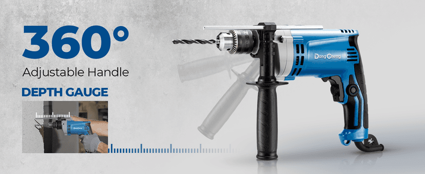 DongCheng Hammer Drill 6A,1/2 Inch Keyed Chuck, 0-3000 RPM/45000 BPM Impact Drill with 15PCS Drilling Bits for Brick Wall, Metal & Wood, DZJ05-13