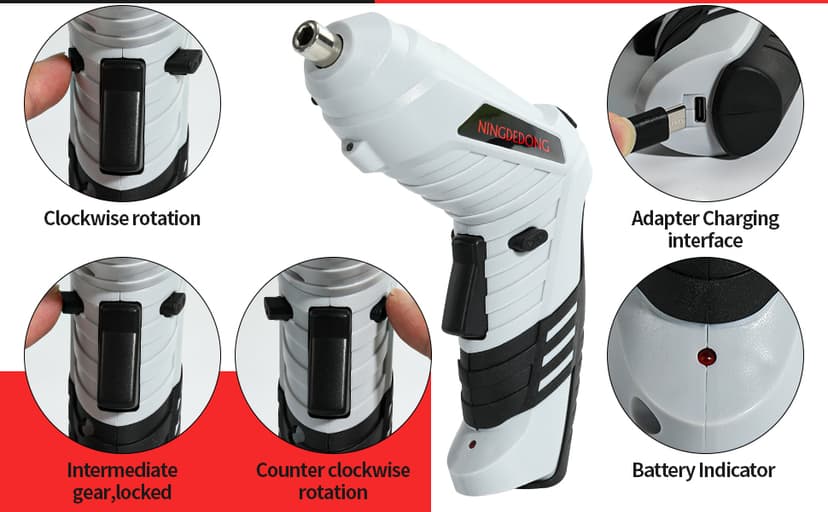 Electric Cordless Screwdriver Set, power-screw-guns,Rechargeable Cordless Power Tool with Carrying Case and Bits (white)