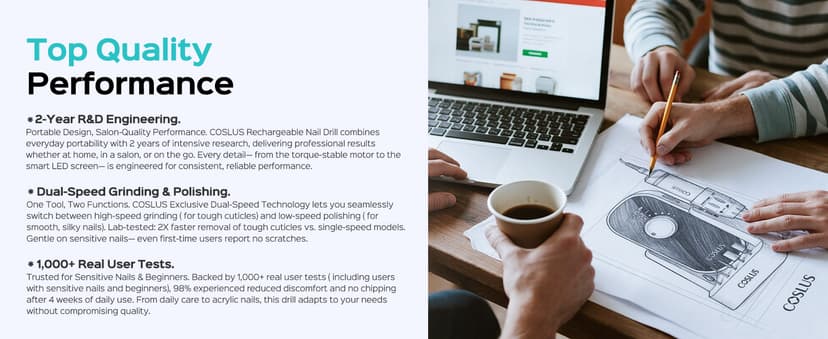 COSLUS Professional Rechargeable Electric Nail Drill 40000 RPM, Portable Nail File with Storage Stand for Acrylic Gel Polishing Removing - Easy to Use for Women, Manicure at Home DIY or Salon, Pink