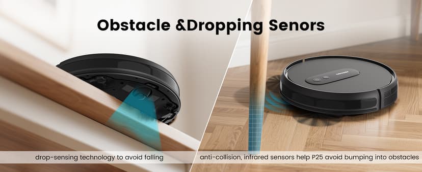 AIRROBO Robot Vacuums with 2800Pa Suction, 3-inch Slim Body, Gyroscope Navigation, Remote & App Control, 600ML Dustbin, Automatic Recharge – Ideal Robot Vacuums Cleaner for Homes