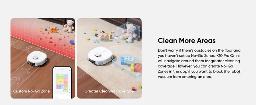eufy X10 Pro Omni Robot Vacuum and Mop Combo, 8,000 Pa Suction, Dual Mops with 12 mm Auto-Lift and Carpet Detection, AI Obstacle Avoidance, Auto Mop Washing, Auto Drying, Self-Emptying, White