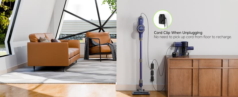 YONNDER Cordless Vacuum Cleaner 40KPA, 6-in-1 Lightweight & Detachable Battery, Powerful Suction for Home, 6-Stage Filtration, Tangle-Free V-Shaped Brush, for Hard Floor/Carpet/Pet Hair