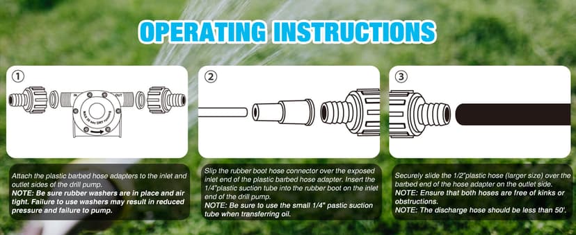 Portable Self Priming Mini Hand Drill Water Transfer Pump Kit with Suction and Discharge Hose for Water Oil Fluid Transfer