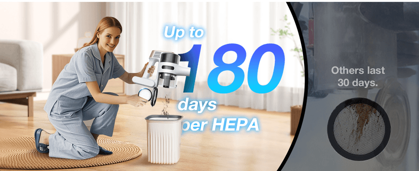 Cordless Stick Vacuum Cleaner for Home, Lightweight Rechargeable Vacuum with 55min Runtime, Powerful Suction, Green LED Headlight, 9-in-1 Pet Hair Carpet & Hardwood Floor Cleaner