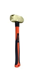 WEDO Brass Sledge Hammer With Fiberglass Handle, Non-Magnetic, Die-Forge, Corrosion Resistant, DIN Standard, 1lb, 300mm, 12"