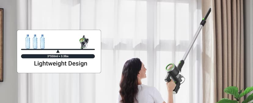 Eureka Lightweight Cordless Stick Vacuum Cleaner Convenient for Hard Floors, Rechargeable Handheld Vacuum Cleaner Portable with Powerful Motor Efficient Suction, RapidClean Ultra NEC370GR, Moss Green