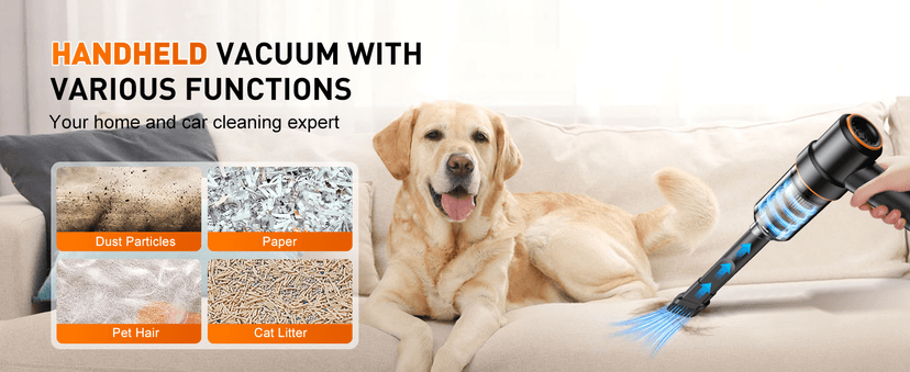 KMM Handheld Car Vacuum Cleaner, 11000PA Vacuum Cleaner & Air Duster, 120W High Power Vacuum Portable Cordless, Hand Held Vacuum Rechargeable with Multi-Nozzles & LED Light for Home, Car, Office